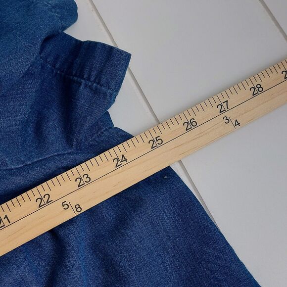 Go Softly Patio House Dress Women's Large Blue Applique MuuMuu Lounge Snap Front - Picture 6 of 6